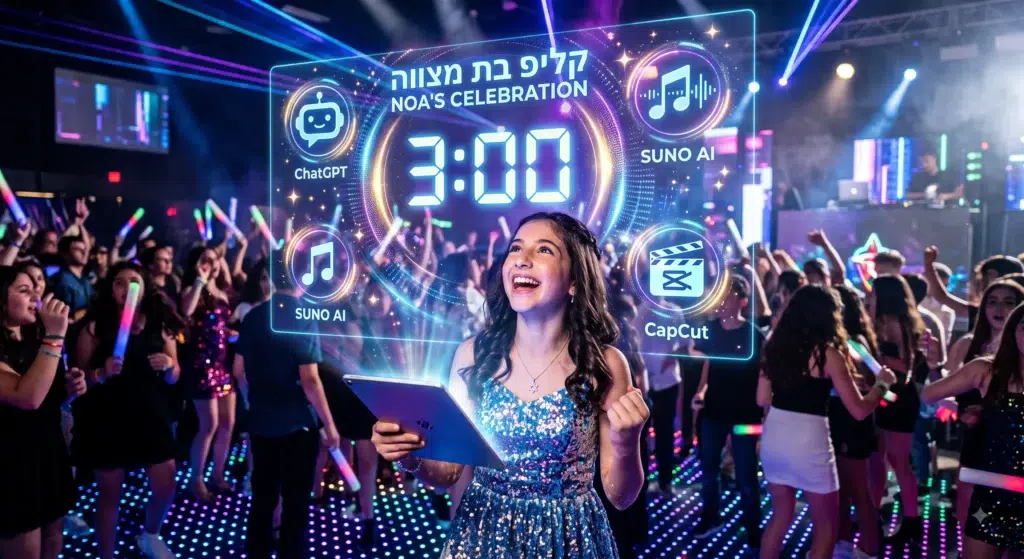 מצגת לבת מצווה ב-2026: "חוק ה-3 דקות" והמדריך להכנת קליפ מנצח בבינה מלאכותית (AI)